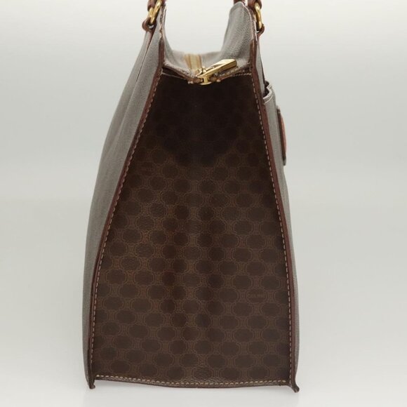 CELINE Macadam Canvas Hand Bag PVC Leather Brown Gold Auth hk2512 - Picture 5 of 16